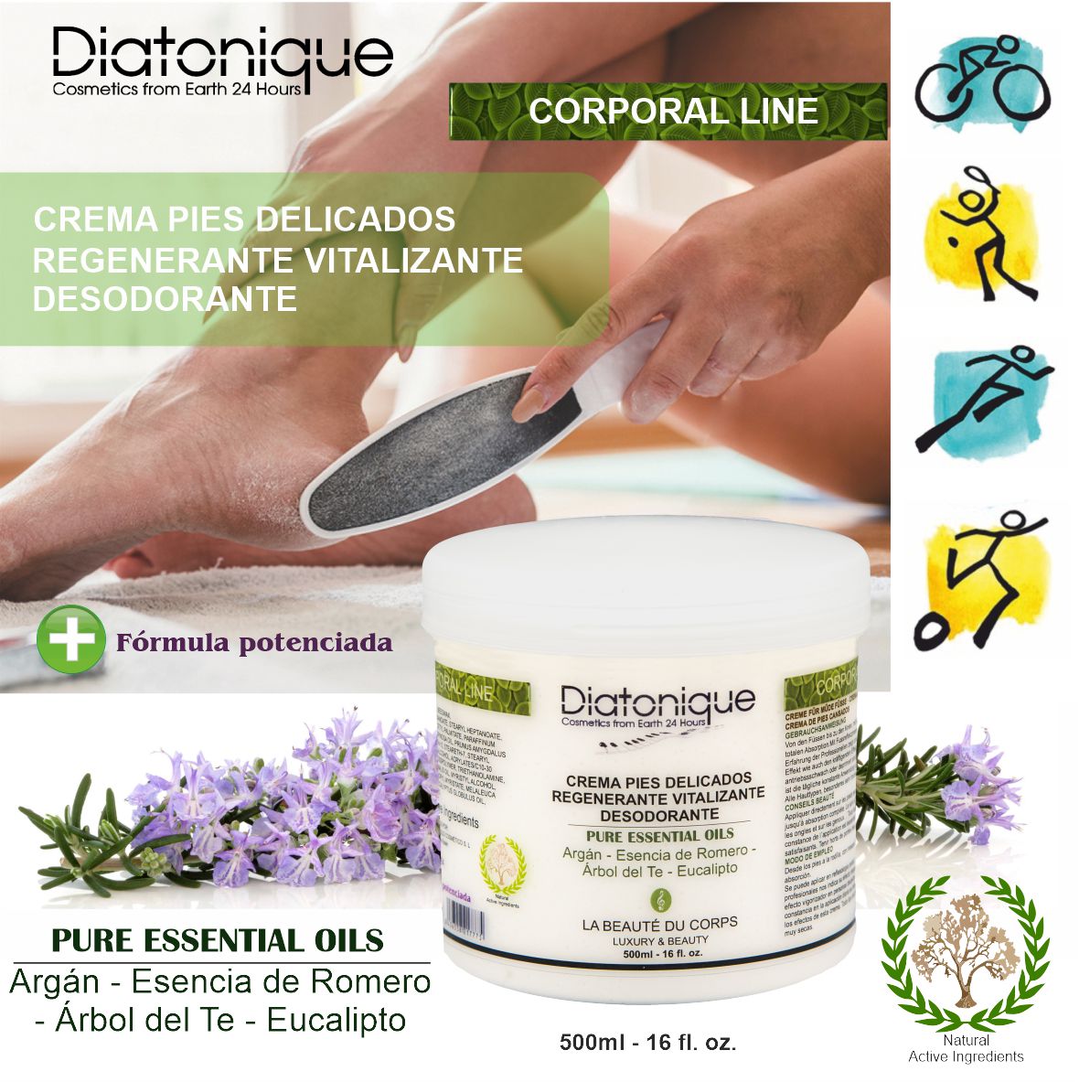 Crema para Pies Delicados Mas Plus de Diatonique 500 ml