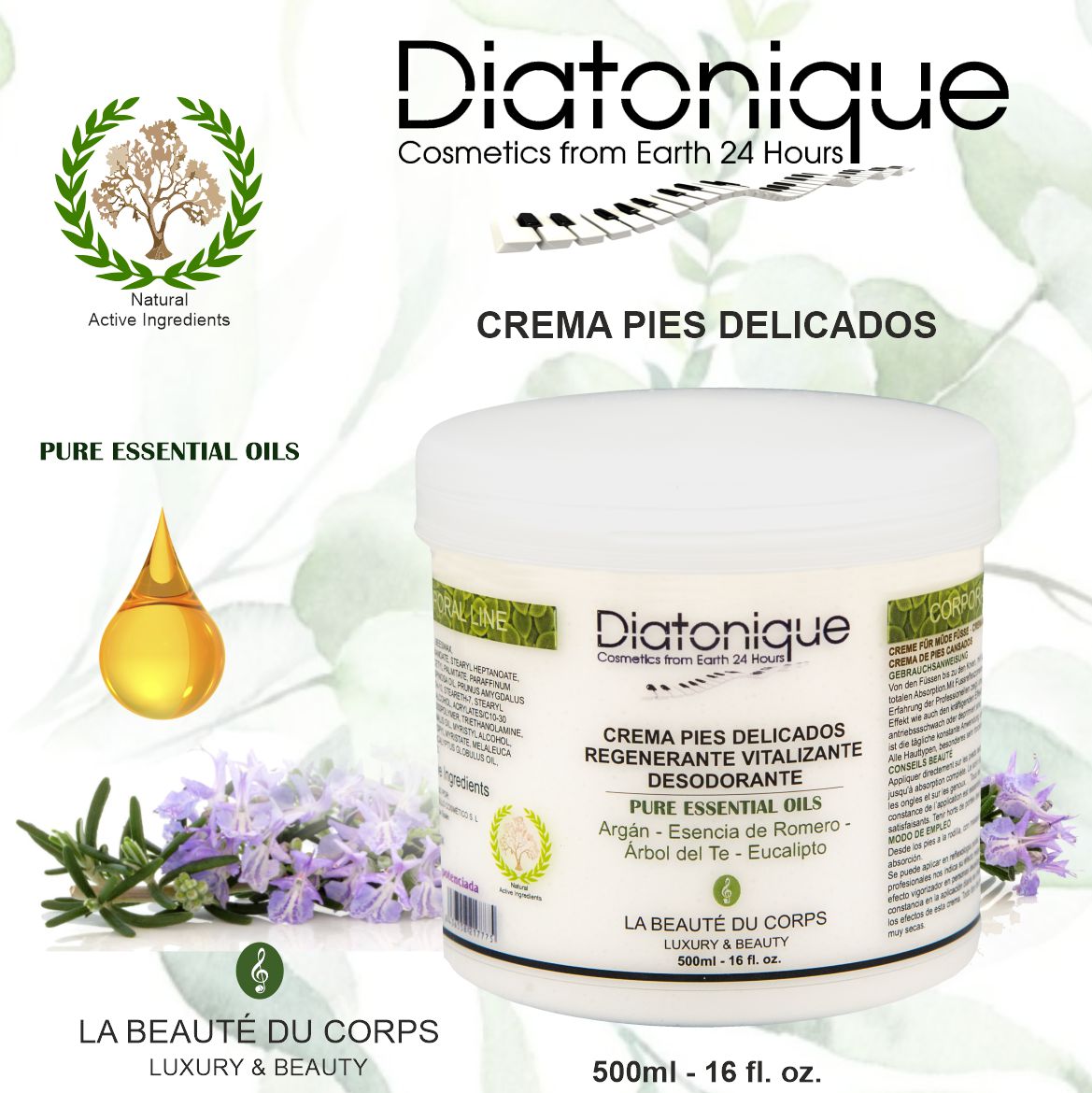 Crema para Pies Delicados Mas Plus de Diatonique 500 ml - Imagen 2