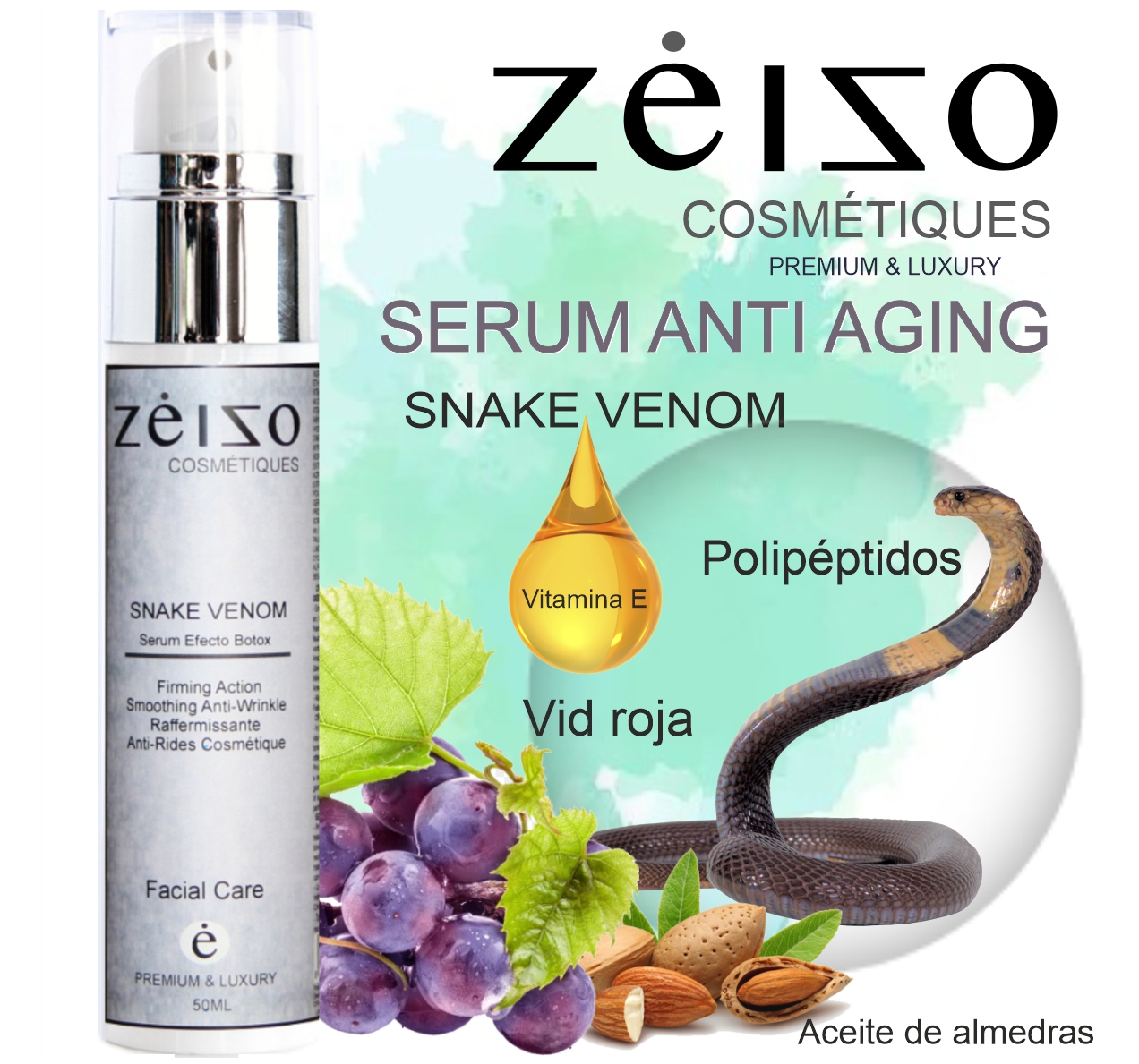 Serum-Crema Antienvejecimiento Snake, Premium 50ml - Antienvejecimiento