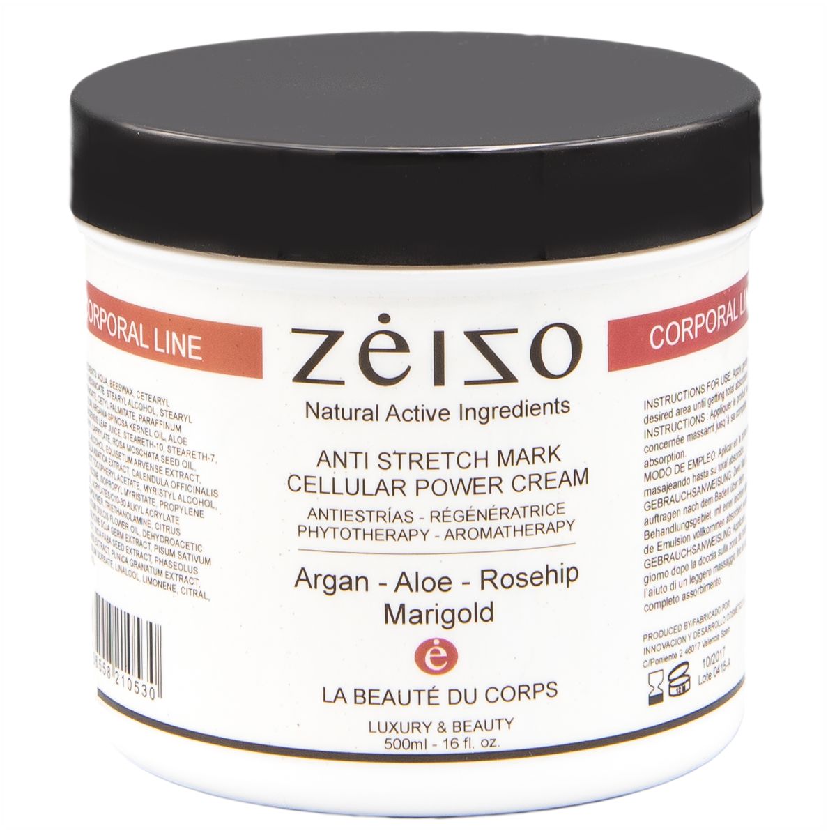 Crema Antiestrías corporal con Células Madre y Argan 500 ml -Zeizo
