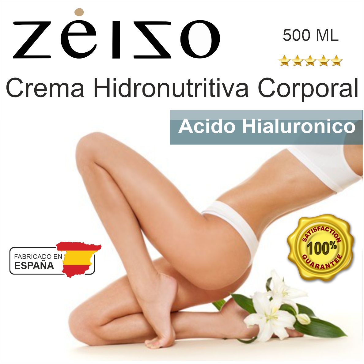 Crema Corporal Hidro nutritiva Anti-edad con Acido Hyaluronico 500ml - Zeizo