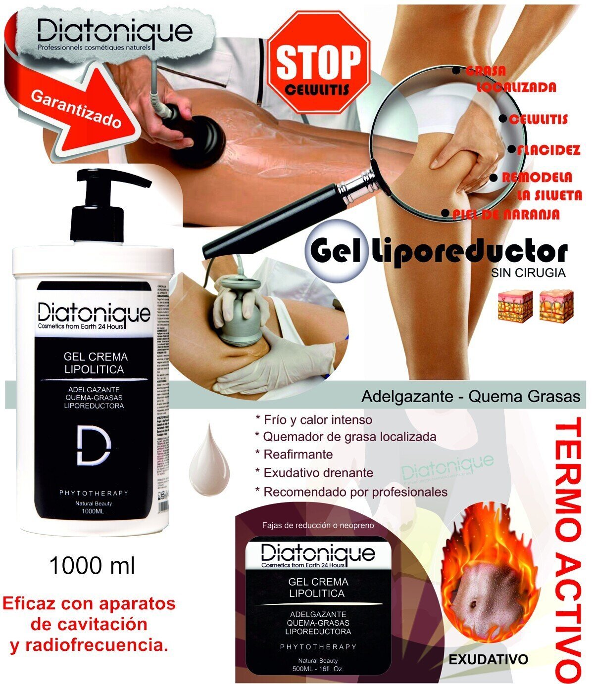 Gel Slim Reductor Quema Grasas - Diatonique - Vientre Plano - 1000 ML - Imagen 3