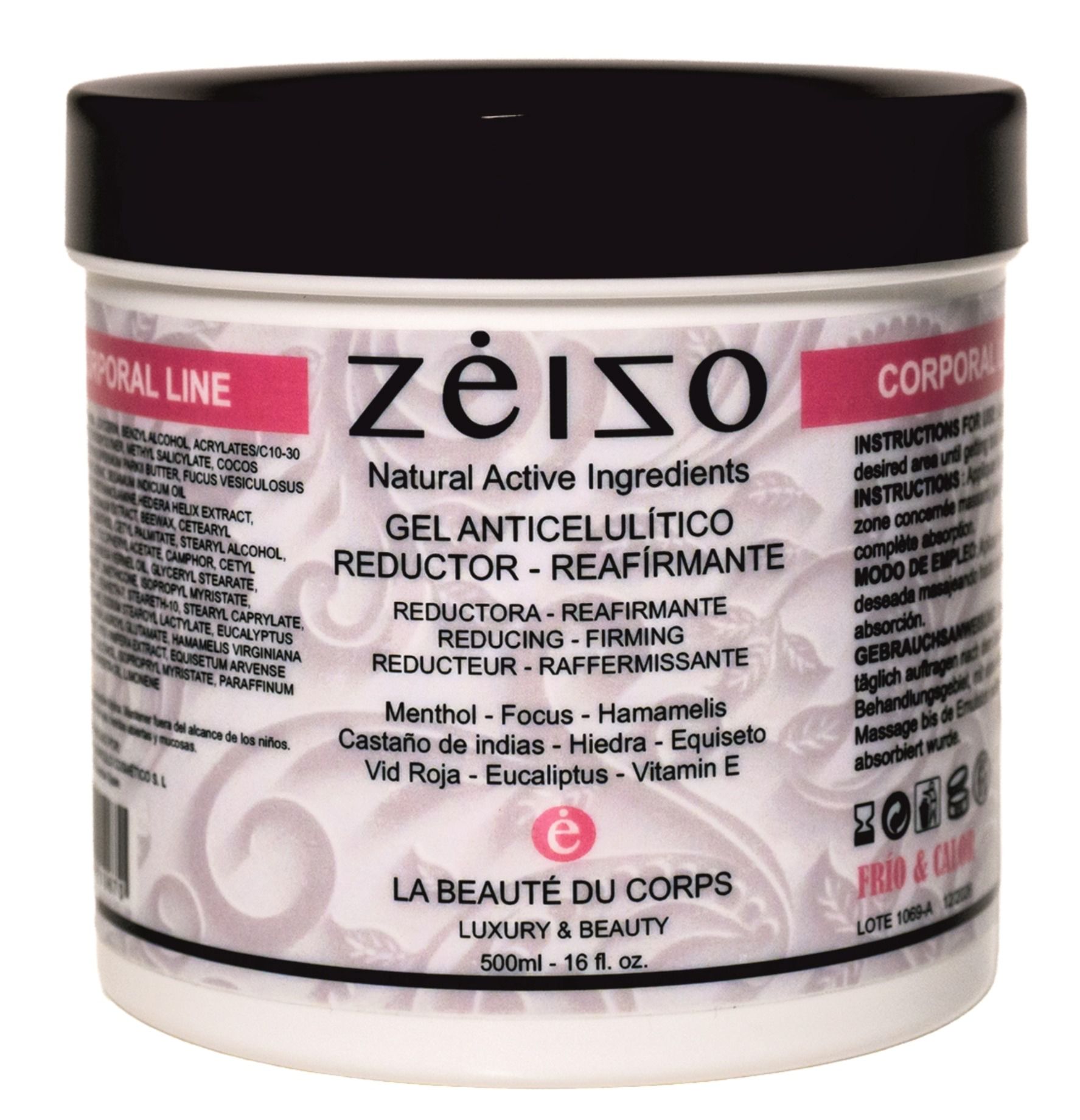 GEL ANTICELULITICO REDUCTOR REAFIRMANTE ZEIZO 500ML.1.1