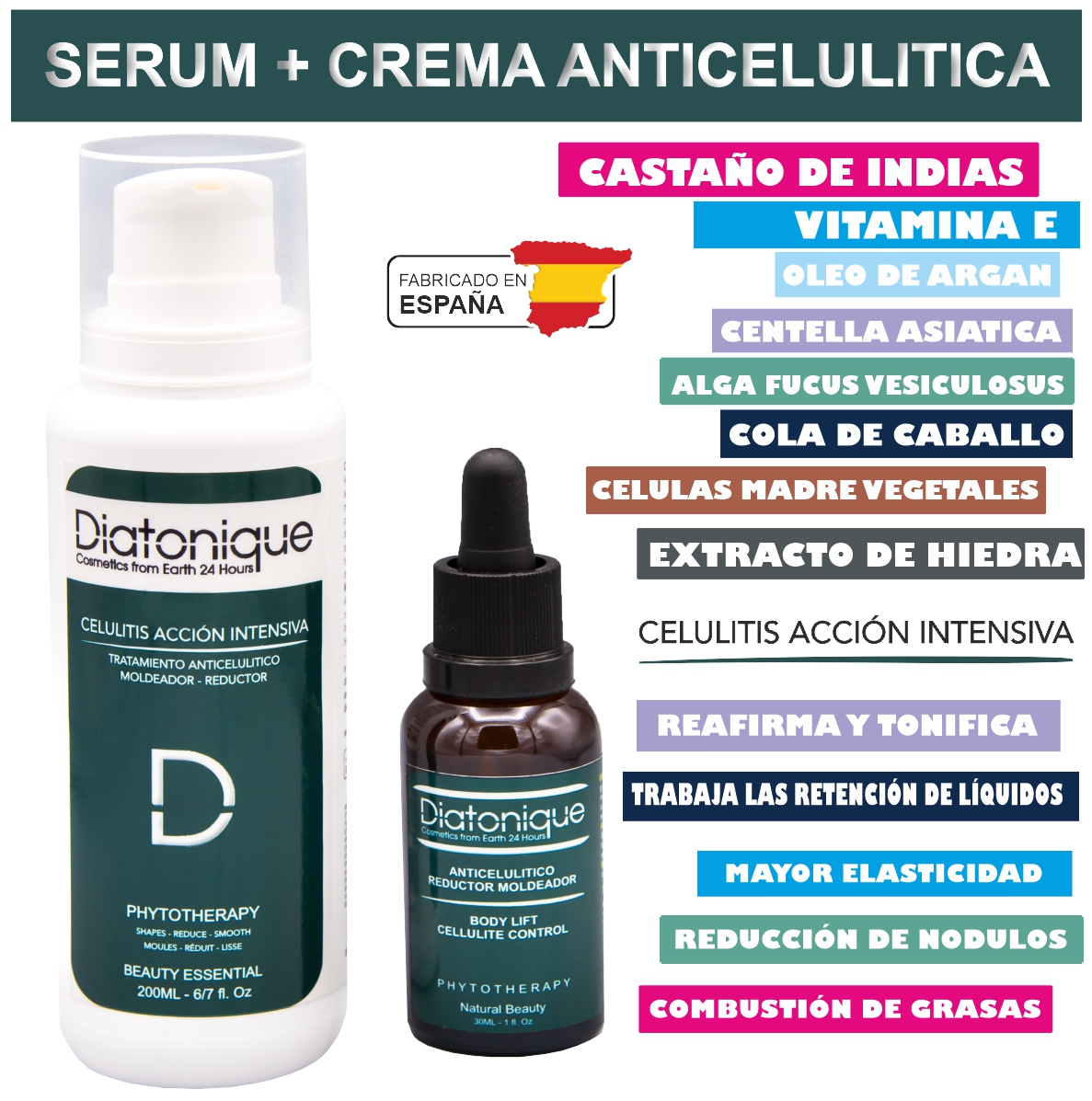 Tratamiento Anticelulítico Intensivo de Diatonique- Shock 21 días - Crema 200 ml y Serum 30 ml - Imagen 3
