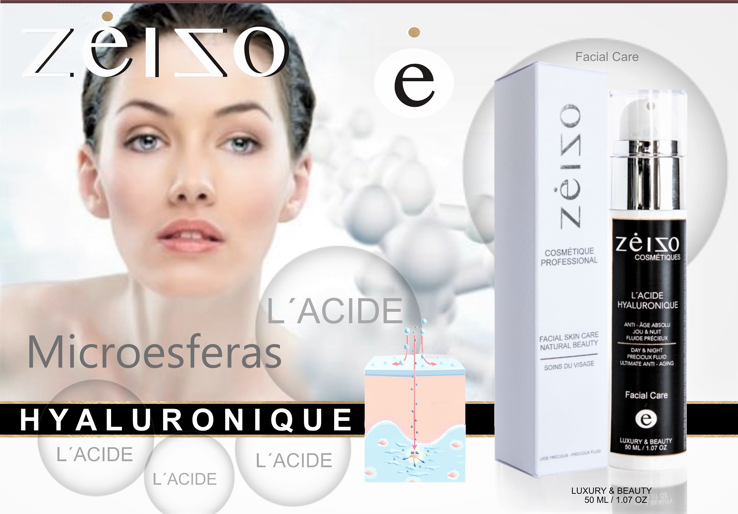 Crema Antiedad de Ácido Hialurónico Zeizo para una Piel Luminosa y Juvenil 50 ml